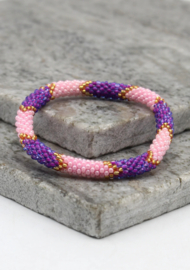 Glass beads bracelet - purple and pink