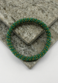 Glasperlenarmband - grün und gold