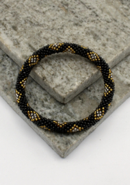 Glasperlenarmband - gold und schwarz