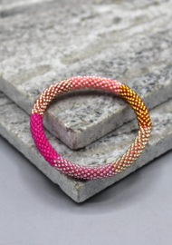 Glass beads bracelet - rose and multicoloured