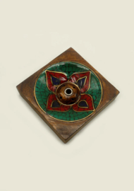 Wierookhouder met ingelegde turkooise lotus