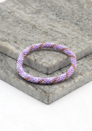 Glass beads bracelet - purple and gold