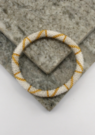 Glaskralen armband - zilver en goud