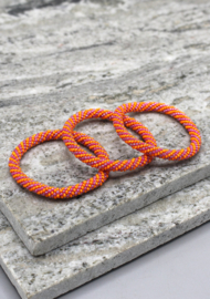 Glaskralen armband - oranje en paars