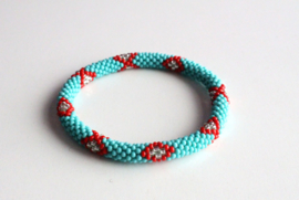 Glass beads bracelet - turquoise and red