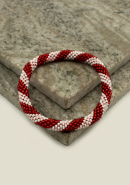 Glasperlenarmband - weiß und rot