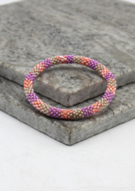Glass beads bracelet - pink and purple