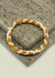 Glasperlenarmband - weiß und gold