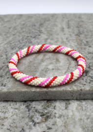 Glasperlenarmband - weiß und rot