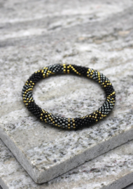Glass beads bracelet - black, gold