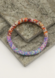 Glasperlenarmband - mehrfarbig orange und lila