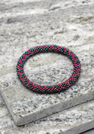 Glaskralen armband - roza en blauw