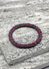 Glass beads bracelet - pink, and blue
