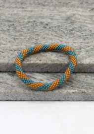 Glass beads bracelet - brown and turquoise