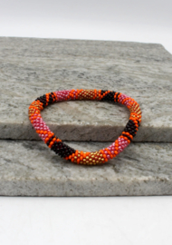 Glass beads bracelet - orange, gold and black