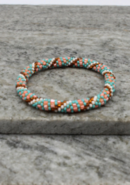 Glass beads bracelet - turquoise and pink