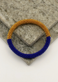 Glasperlenarmband - gold und blau