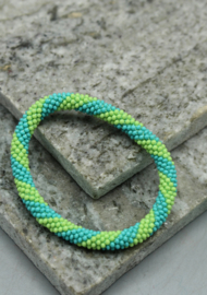 Glaskralen armband - turkoois en groen