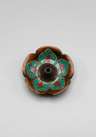 Wierookhouder met ingelegde turkooise lotus