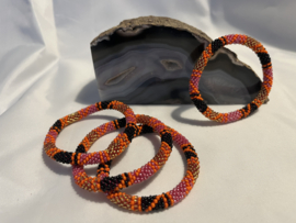 Glass beads bracelet - orange, gold and black