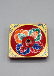 Hand painted square wooden incense holder