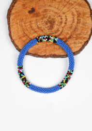 Glasperlenarmband - blau mehrfarbig