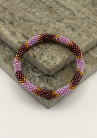 Glasperlenarmband - gold und lila