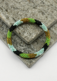 Glasperlenarmband – blau, gold und mehrfarbig