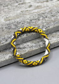 Glass beads bracelet - yellow, white, and black