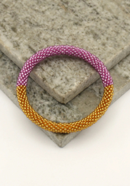 Glasperlenarmband - lila und gold