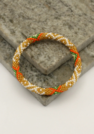 Glasperlenarmband - gold, orange und grün