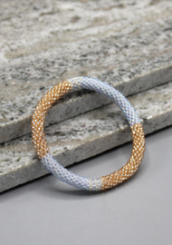 Glasperlenarmband - hellblau gold