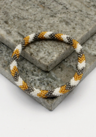 Glasperlenarmband - silber, gold und weiß