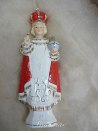 Brocante heiligenbeeldje, kindje Jezus van Praag in porselein