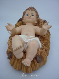 Mooi groot kerst kindje Jezus in kribbe -  43 cm