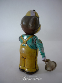 Oude blikken speelgoed (tin toy) hondje belleman met een bordje 'EXTRA'