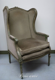 Oude groen gepatineerde Louis XVI oorzetel (fauteuil)