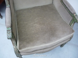 Oude groen gepatineerde Louis XVI oorzetel (fauteuil)