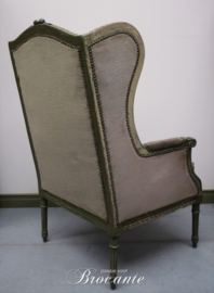 Oude groen gepatineerde Louis XVI oorzetel (fauteuil)