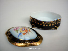 Vintage Frans juwelendoosje - Veritable porcelaine cobalt (Limoges)