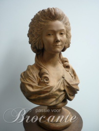 Prachtige Franse terracotta buste van Marie Antoinette