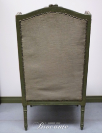 Oude groen gepatineerde Louis XVI oorzetel (fauteuil)