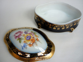 Vintage Frans juwelendoosje - Veritable porcelaine cobalt (Limoges)