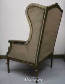 Oude groen gepatineerde Louis XVI oorzetel (fauteuil)