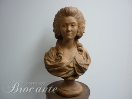 Prachtige Franse terracotta buste van Marie Antoinette