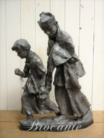 Grote groep in terracotta, de berechting - Camiel Bleusé