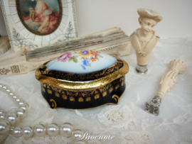 Vintage Frans juwelendoosje - Veritable porcelaine cobalt (Limoges)