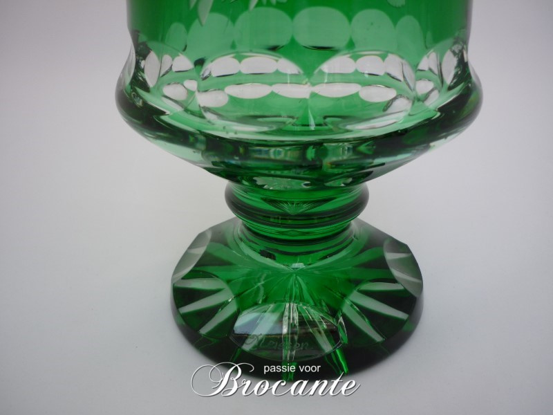 Mooie groene kristallen siervaas van Meissen