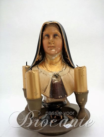 Brocante Theresia van Lisieux buste in gips