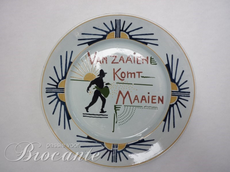 Art nouveau bord Franz Anton Mehlem, Bonn - Van zaaien komt maaien